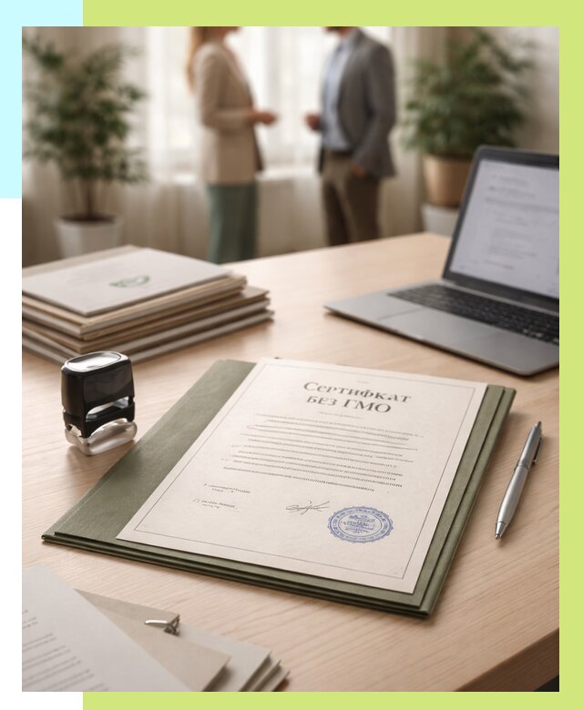 Сертификат без ГМО в Устях-Лабинске от 7662 р. оформить срочно Алешин-Улб